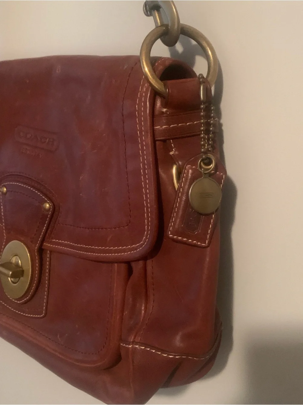 RARE Coach Legscy Ali Brown Leather Turnlock Shoulder Bag - Picture 6 of 9